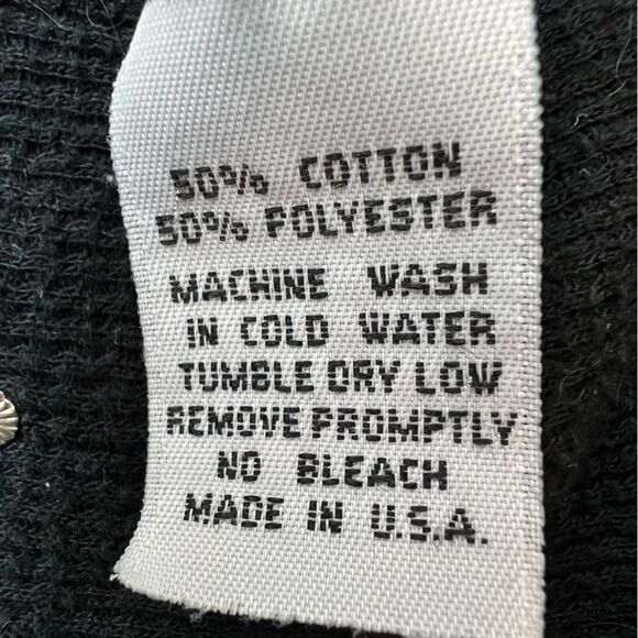 It’s Primp Iconic Peace Symbol Rhinestoned Black Long Sleeve Sweater Size M - Picture 5 of 6